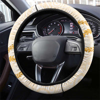 Aloha Lei Mikioi Steering Wheel Cover Gold Polynesian Tribal Tatau Pattern