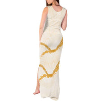 Aloha Lei Mikioi Tank Maxi Dress Gold Polynesian Tribal Tatau Pattern