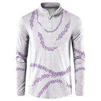 Aloha Lei Mikioi Button Sweatshirt Purple Polynesian Tribal Tatau Pattern