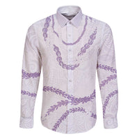 Aloha Lei Mikioi Family Matching Long Sleeve Bodycon Dress and Hawaiian Shirt Purple Polynesian Tribal Tatau Pattern