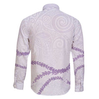 Aloha Lei Mikioi Family Matching Off The Shoulder Long Sleeve Dress and Hawaiian Shirt Purple Polynesian Tribal Tatau Pattern