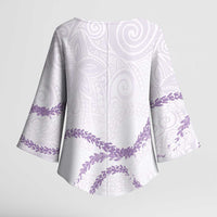 Aloha Lei Mikioi Kimono Sleeve Blouse Purple Polynesian Tribal Tatau Pattern - Polynesian Pride
