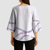Aloha Lei Mikioi Kimono Sleeve Blouse Purple Polynesian Tribal Tatau Pattern - Polynesian Pride