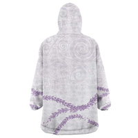 Aloha Lei Mikioi Wearable Blanket Hoodie Purple Polynesian Tribal Tatau Pattern
