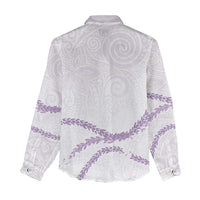 Aloha Lei Mikioi Women Casual Shirt Purple Polynesian Tribal Tatau Pattern