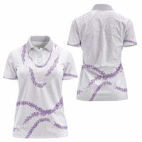 Aloha Lei Mikioi Women Polo Shirt Purple Polynesian Tribal Tatau Pattern