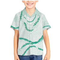 Aloha Lei Mikioi Family Matching Mermaid Dress and Hawaiian Shirt Sage Green Polynesian Tribal Tatau Pattern