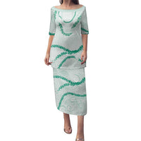 Aloha Lei Mikioi Family Matching Puletasi and Hawaiian Shirt Sage Green Polynesian Tribal Tatau Pattern