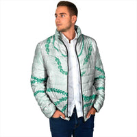 Aloha Lei Mikioi Padded Jacket Sage Green Polynesian Tribal Tatau Pattern - Polynesian Pride