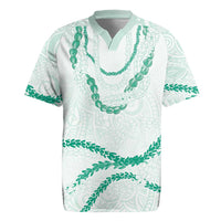 Aloha Lei Mikioi Rugby Jersey Sage Green Polynesian Tribal Tatau Pattern