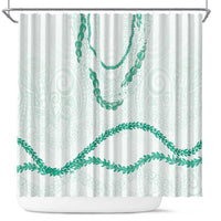 Aloha Lei Mikioi Shower Curtain Sage Green Polynesian Tribal Tatau Pattern