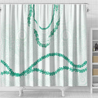 Aloha Lei Mikioi Shower Curtain Sage Green Polynesian Tribal Tatau Pattern