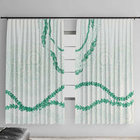 Aloha Lei Mikioi Window Curtain Sage Green Polynesian Tribal Tatau Pattern