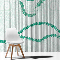 Aloha Lei Mikioi Window Curtain Sage Green Polynesian Tribal Tatau Pattern