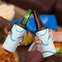 Aloha Lei Mikioi 4 in 1 Can Cooler Tumbler Teal Polynesian Tribal Tatau Pattern