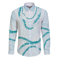 Aloha Lei Mikioi Family Matching Summer Maxi Dress and Hawaiian Shirt Teal Polynesian Tribal Tatau Pattern