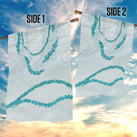 Aloha Lei Mikioi Garden Flag Teal Polynesian Tribal Tatau Pattern