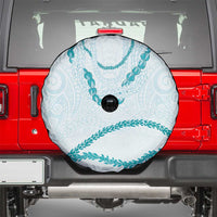 Aloha Lei Mikioi Spare Tire Cover Teal Polynesian Tribal Tatau Pattern