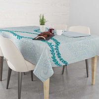 Aloha Lei Mikioi Tablecloth Teal Polynesian Tribal Tatau Pattern