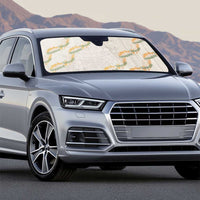 Aloha Pakalana and Puakenikeni Lei Auto Sun Shade Beige Hawaiian Pattern - Polynesian Pride