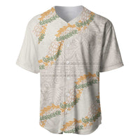 Aloha Pakalana and Puakenikeni Lei Baseball Jersey Beige Hawaiian Pattern LT9 Beige - Polynesian Pride