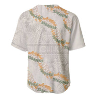 Aloha Pakalana and Puakenikeni Lei Baseball Jersey Beige Hawaiian Pattern LT9 - Polynesian Pride