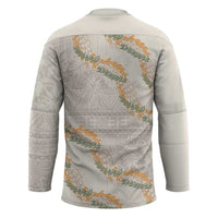 Aloha Pakalana and Puakenikeni Lei Hockey Jersey Beige Hawaiian Pattern LT9 - Polynesian Pride