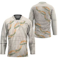 Aloha Pakalana and Puakenikeni Lei Hockey Jersey Beige Hawaiian Pattern LT9 - Polynesian Pride