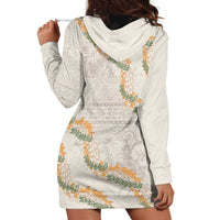 Aloha Pakalana and Puakenikeni Lei Hoodie Dress Beige Hawaiian Pattern