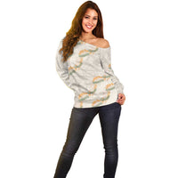 Aloha Pakalana and Puakenikeni Lei Off Shoulder Sweater Beige Hawaiian Pattern LT9 - Polynesian Pride
