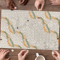 Aloha Pakalana and Puakenikeni Lei Puzzle Beige Hawaiian Pattern - Polynesian Pride