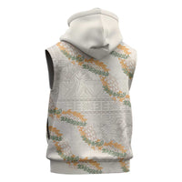 Aloha Pakalana and Puakenikeni Lei Sleeveless Hoodie Beige Hawaiian Pattern - Polynesian Pride