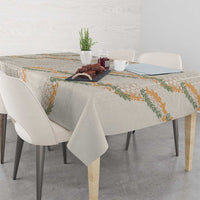 Aloha Pakalana and Puakenikeni Lei Tablecloth Beige Hawaiian Pattern