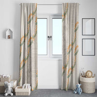 Aloha Pakalana and Puakenikeni Lei Window Curtain Beige Hawaiian Pattern
