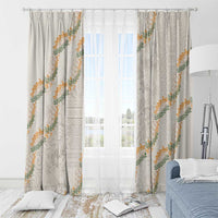 Aloha Pakalana and Puakenikeni Lei Window Curtain Beige Hawaiian Pattern