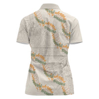 Aloha Pakalana and Puakenikeni Lei Women Polo Shirt Beige Hawaiian Pattern