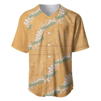 Aloha Pakalana and Puakenikeni Lei Baseball Jersey Gold Hawaiian Pattern LT9 Gold - Polynesian Pride