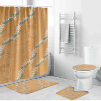Aloha Pakalana and Puakenikeni Lei Bathroom Set Gold Hawaiian Pattern - Polynesian Pride