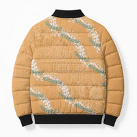 Aloha Pakalana and Puakenikeni Lei Bomber Puffer Jacket Gold Hawaiian Pattern - Polynesian Pride