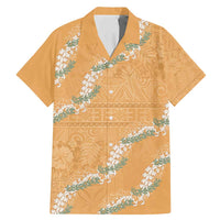 Aloha Pakalana and Puakenikeni Lei Family Matching Mermaid Dress and Hawaiian Shirt Gold Hawaiian Pattern