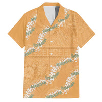Aloha Pakalana and Puakenikeni Lei Family Matching Tank Maxi Dress and Hawaiian Shirt Gold Hawaiian Pattern