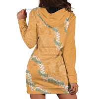 Aloha Pakalana and Puakenikeni Lei Hoodie Dress Gold Hawaiian Pattern