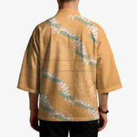Aloha Pakalana and Puakenikeni Lei Kimono Gold Hawaiian Pattern - Polynesian Pride