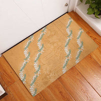 Aloha Pakalana and Puakenikeni Lei Rubber Doormat Gold Hawaiian Pattern