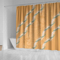 Aloha Pakalana and Puakenikeni Lei Shower Curtain Gold Hawaiian Pattern