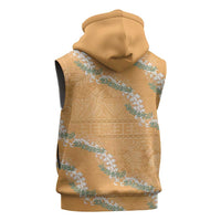 Aloha Pakalana and Puakenikeni Lei Sleeveless Hoodie Gold Hawaiian Pattern - Polynesian Pride