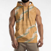 Aloha Pakalana and Puakenikeni Lei Sleeveless Hoodie Gold Hawaiian Pattern - Polynesian Pride