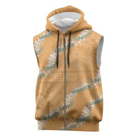 Aloha Pakalana and Puakenikeni Lei Sleeveless Zip Hoodie Gold Hawaiian Pattern LT9