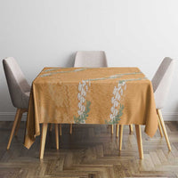 Aloha Pakalana and Puakenikeni Lei Tablecloth Gold Hawaiian Pattern