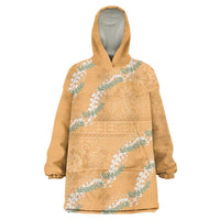 Aloha Pakalana and Puakenikeni Lei Wearable Blanket Hoodie Gold Hawaiian Pattern